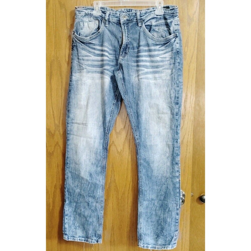 Buffalo David Bitton Ash-X Men’s Jeans 34 x 32 Skinny Stretch Distressed Blue